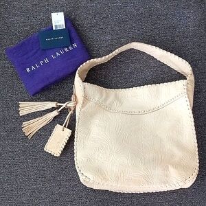 🆕️ 🐎RARE Ralph Lauren🐎 - Ivory Tooled Leather Shoulder Bag